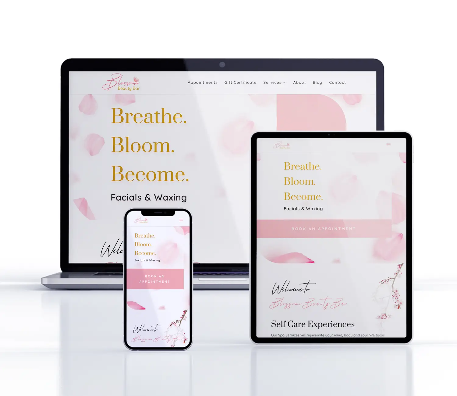 Blossom Beauty Bar Website Laptop Mockup