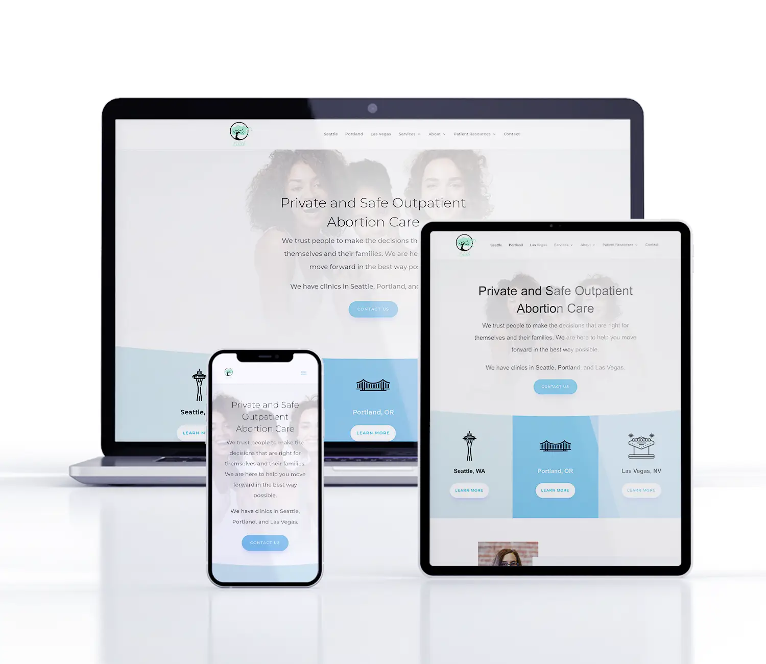 Lilith Clinic Responsive Website Design on different screen sizes