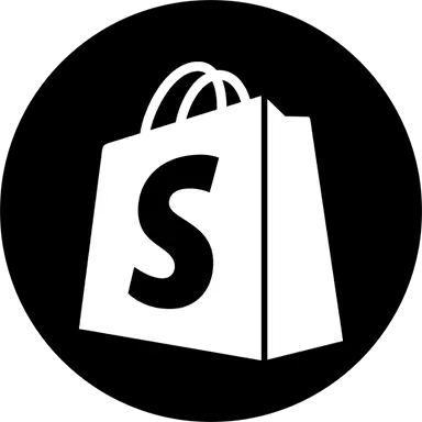 shopify website development platform black and white logo